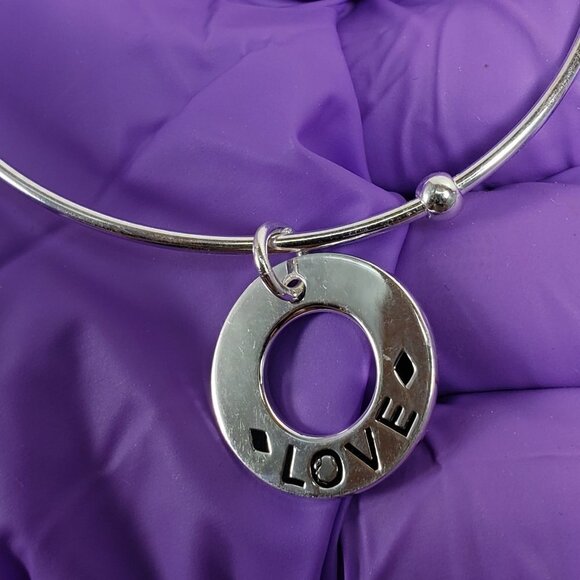 Vantel Pearls Silver-Plated Love Charm Bangle Bracelet – 7.5", Women’s Jewelry - Picture 3 of 8